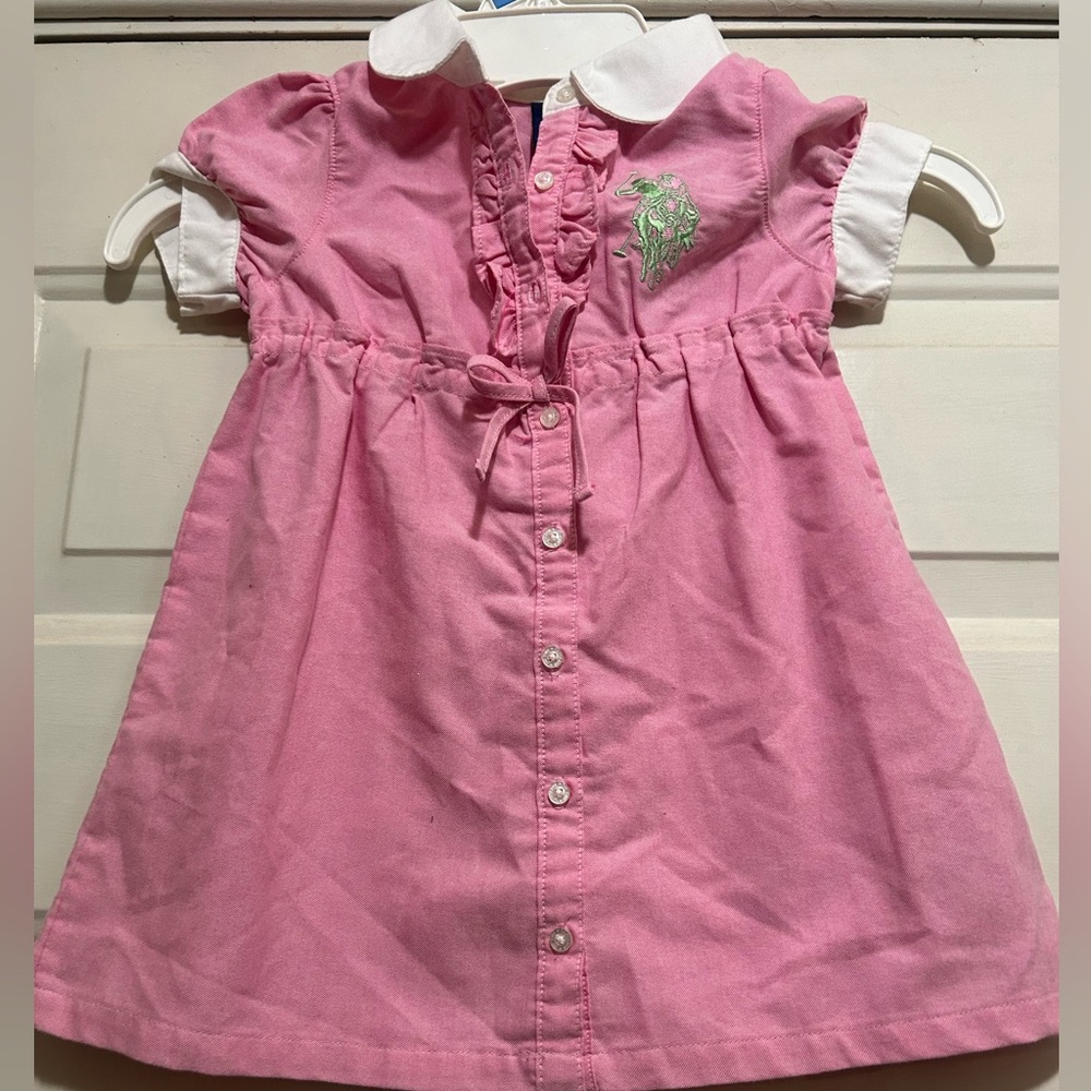 $5 Polo Assn. Pink dress Button-Up Dress with White Collar! Cute!! 🥰 2T